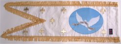 Hand embroidered medieval religious banner - back