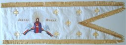 Hand embroidered medieval religious banner - front